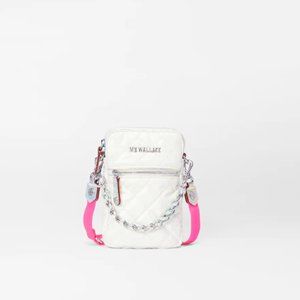 MZ Wallace Micro Crosby Bag Bright White With Iridescent